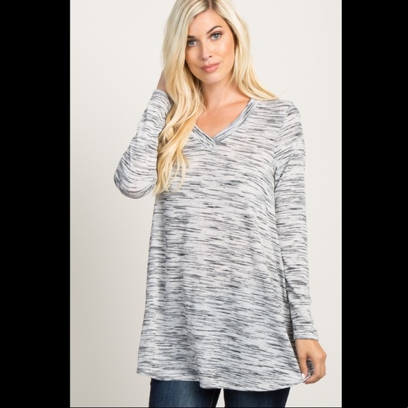 Grey Heathered V-Neck Top - Picture 3 of 8